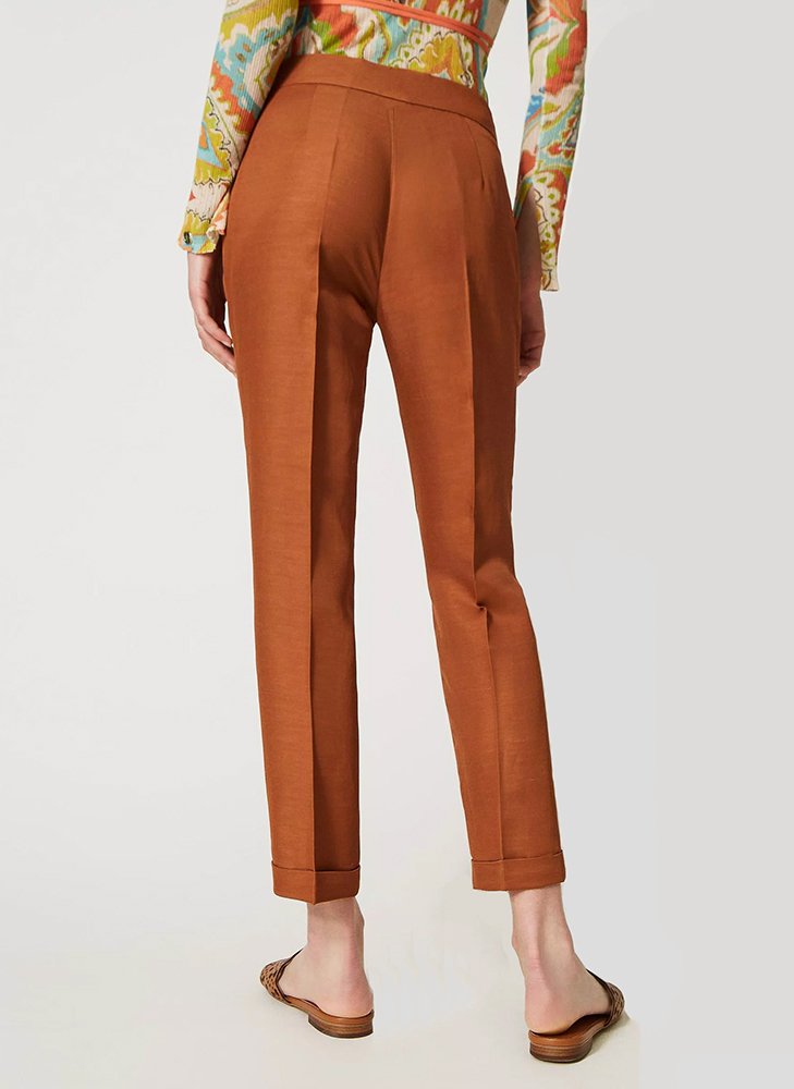 Women Slim White Trousers - Image 3