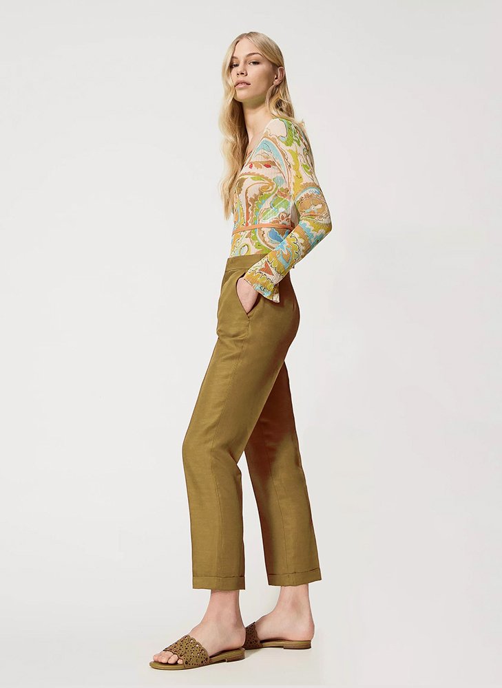 Women Slim White Trousers - Image 11