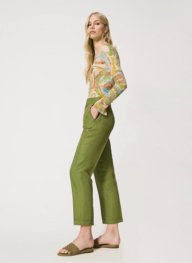 Women Slim White Trousers - Image 9