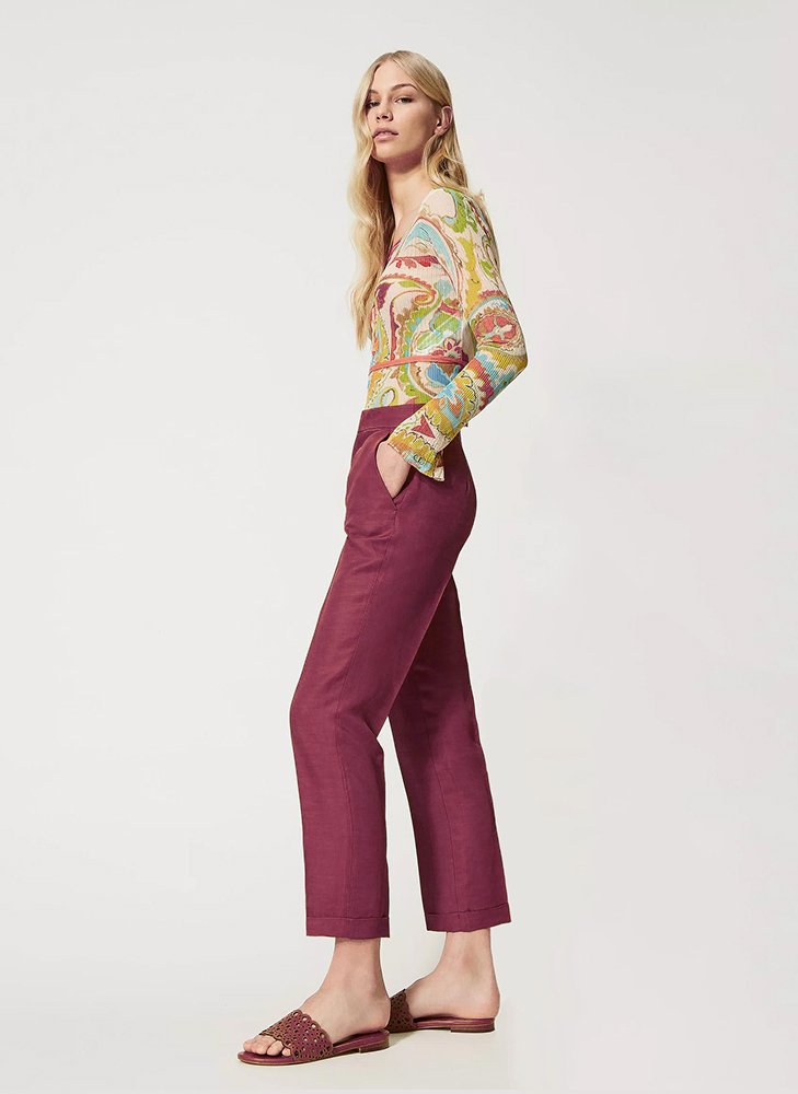Women Slim White Trousers - Image 5